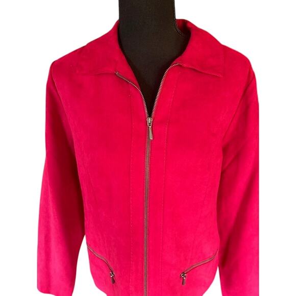 Studio Works Hot Pink Faux Suede Zip-Up Jacket – Size 8 - Picture 3 of 6